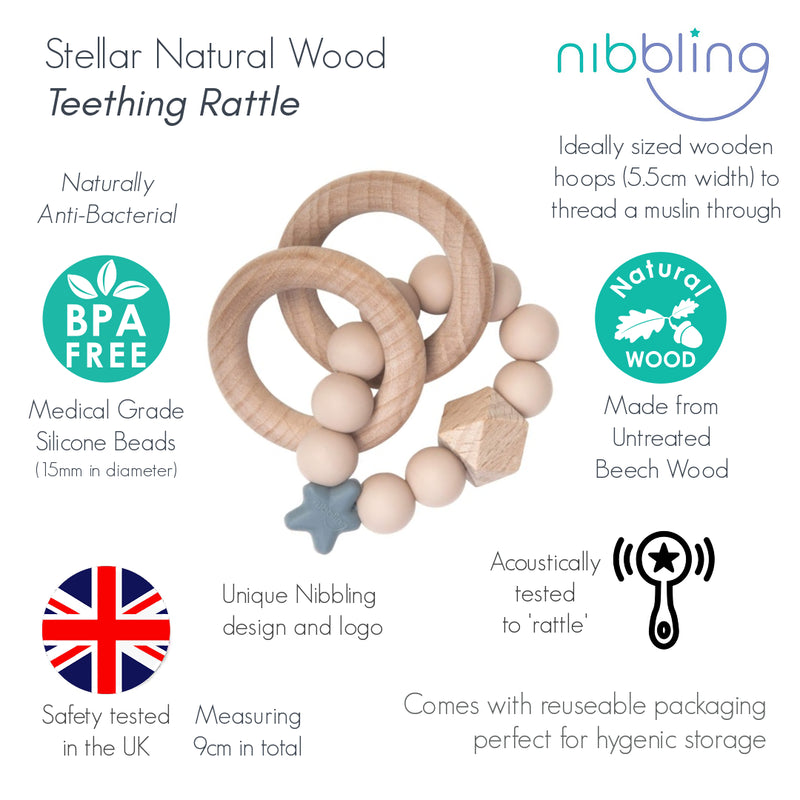 Nibbling rangle/biteleke Natural Wood Baby Pink